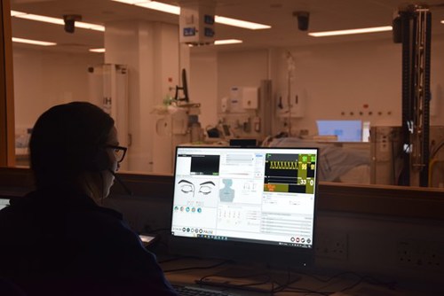 Person looking at computer monitor